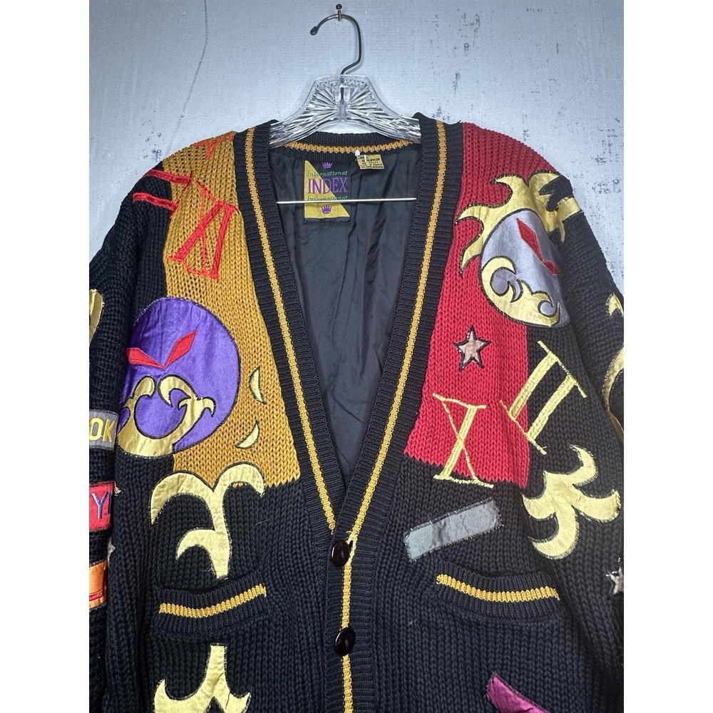 Vintage International Index Graphic Time Numeral Cardigan | Tagged Size: M - Picture 3 of 11